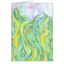 Green Leaves Greeting Cards