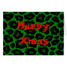 Green Leopard Greeting Cards