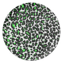 Green Leopard Pattern Dinner Plates
