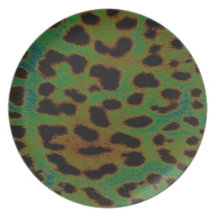 Green Leopard Print Collection Plates