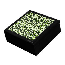 Green leopard print jewelry boxes