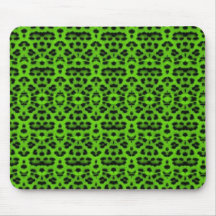 Green Leopard Print Mouse Pads