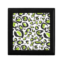 Green Leopard Print Pattern Trinket Box