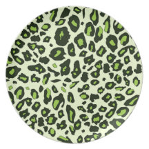 Green leopard print plate