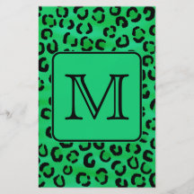 Green Leopard Print with Custom Monogram. Personalized Flyer