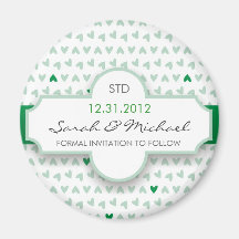 green little hearts on white background STD Fridge Magnets