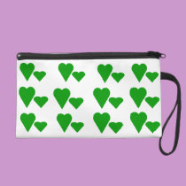 Green Love Hearts theme design wristlet bagettes bags