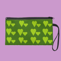 Green Love Hearts theme design wristlet bagettes bags