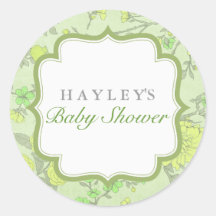 Green Lush Flower Baby Shower Sticker