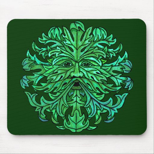 Green Man Gaze Mouse Mats