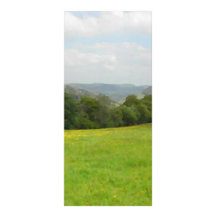 Green meadow. Countryside scenery. Customized Rack Card