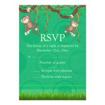 Green Monkey Fun RSVP Personalised Announcements