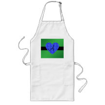 Green monogram blue roses apron