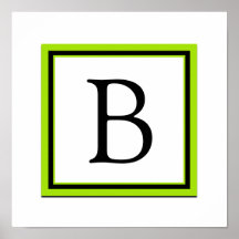 Green Monogram Initial Girl's Room Decor Posters