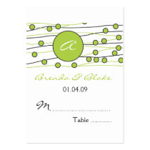Green Monogram Wedding Table Seating Cards business cards