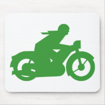 Green Motorbiker Sign Mouse Pads