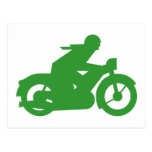 Green Motorbiker Sign Postcards