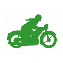 Green Motorbiker Sign Postcards