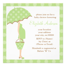 Green Mum To Be Baby Shower Invitations