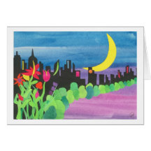 Green NYC at Night II 07-09 Greeting Cards
