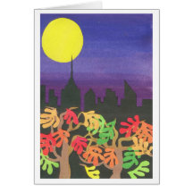 Green NYC at Night in Autumn Card