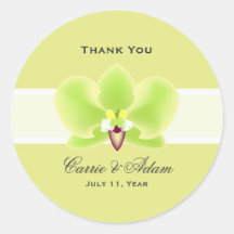 Green Orchid Favour Stickers