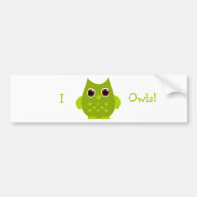 Green Owl Bumper Stickers