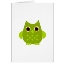 Green Owl Greeting Card