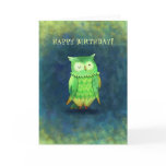 Green Owl Greeting Card(customisable) cards