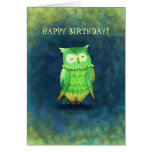 Green Owl Greeting Card(customisable) cards