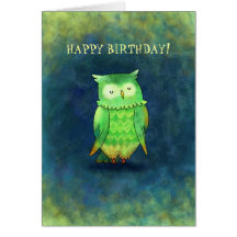 Green Owl Greeting Card(customisable)