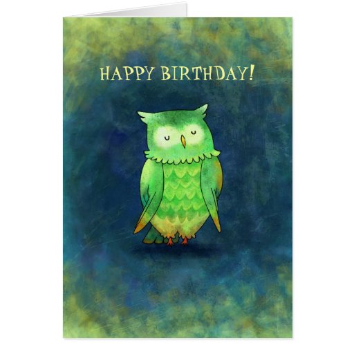 Green Owl Greeting Card(customisable)