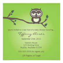 Green Owl Invitation