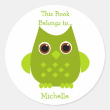 Green Owl Round Sticker