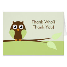 Green Owl Thank You Cards