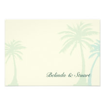 Green Palm Tree Wedding RSVP - no border Personalised Invite