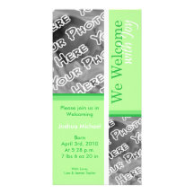 Green Pastel Boxes Birth Announcements Custom Photo Card