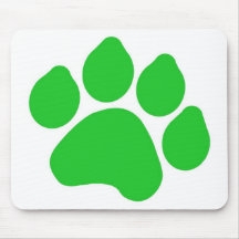 Green Paw Print Mousepad