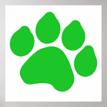 Green Paw Print Poster