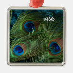 Green Peacock Feather Still Life Christmas Tree Ornament