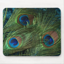 Green Peacock Feathers Mouse Mats