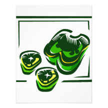 Green peppers cartoon in green square custom invite