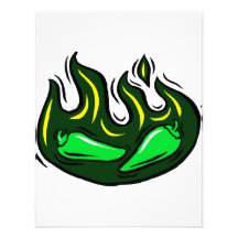 green peppers in green flame graphic invitation