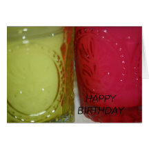 Green-Pink Candle Jars HAPPY BIRTHDAY Card