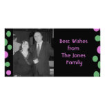 green pink dots personalized photo card