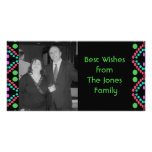 green pink dots personalized photo card