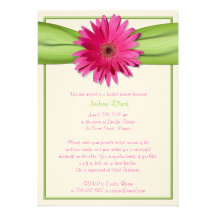 Green Pink Gerbera Daisy Bridal Shower Invitation