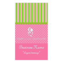 Green & Pink Girly Boutique Chic Business Cards