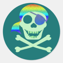 Green Pirate Skull Stickers