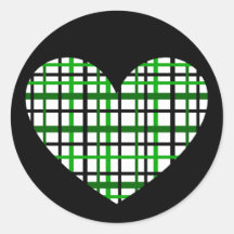 Green Plaid Heart Sticker